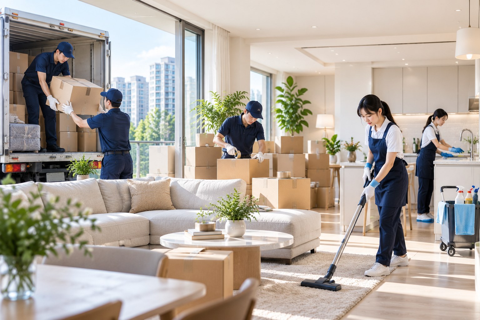 포장이사와 입주청소를 함께 진행하는 이사처럼 서비스 현장